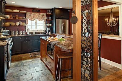 open shelves in a traditional kitchen