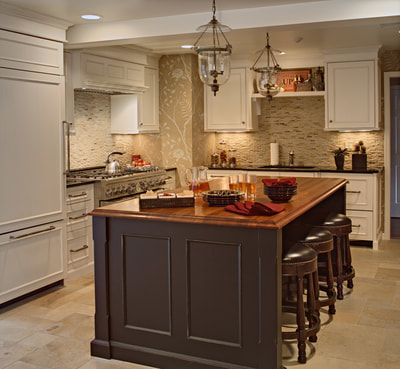 kitchen island to seat people in high end custom kitchen