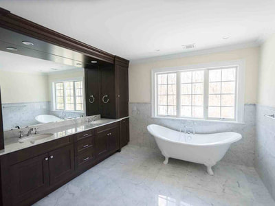 huge bathroom vanity in custom spec home