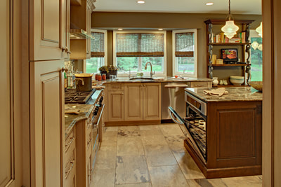 oven in the kitchen island, traditional custom cabinetry